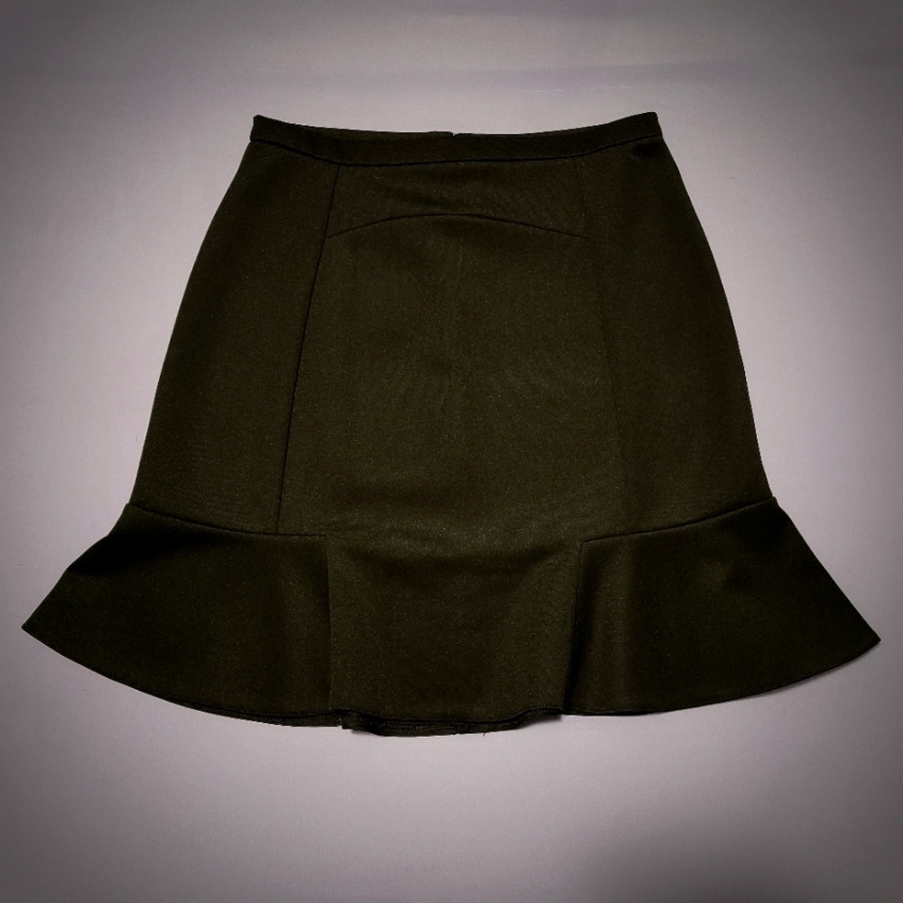 WHIMSIGOTH SKIRT TIERED RUFFLE HEM ZIP-UP BLACK MIDI LENGTH VINTAGE 90s WOMENS